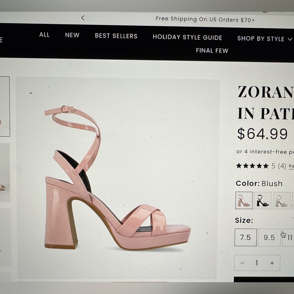 Journee collection- Zoran Blush Patent Strappy Heels